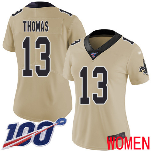 New Orleans Saints Limited Gold Women Michael Thomas Jersey NFL Football #13 100th Season Inverted Legend Jersey->youth nfl jersey->Youth Jersey